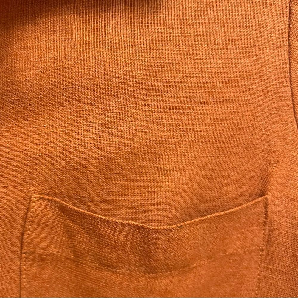 Christy Dawn Linen Painter Jumpsuit Long Sleeve in Rust Size L - Picture 6 of 13